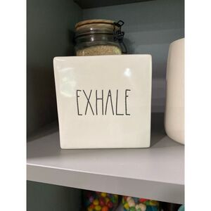 Rae Dunn Inhale/Exhale 4x4x2 Ceramic Block‎ -189-